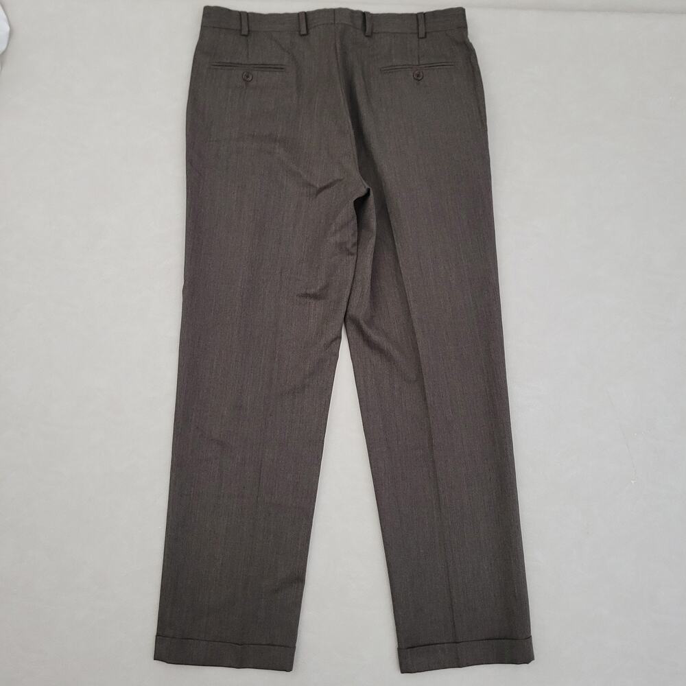 Brooks Brothers Pants Men 38x32 Brown Madison Fit 100% Wool Chino Trousers - Picture 3 of 11